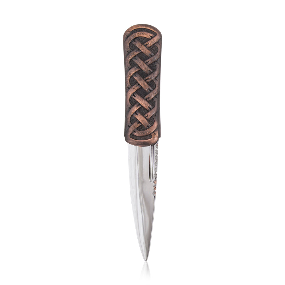 Celtic Weave Pewter Sgian Dubh - Made in Britain - Braemar Highlandwear Chocolate Bronze